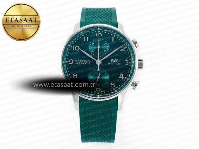 Portuguese Chrono IW3716 Z+F 1:1 Best Edition Green Dial on Green Rubber Strap A69355 - Görsel 3