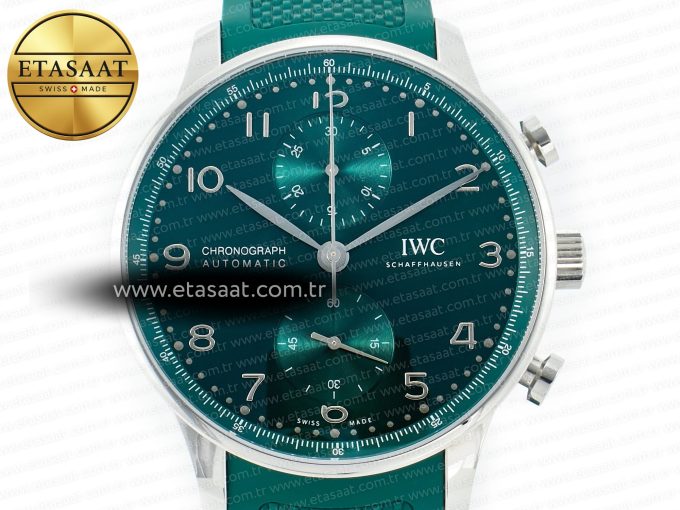 Portuguese Chrono IW3716 Z+F 1:1 Best Edition Green Dial on Green Rubber Strap A69355 - Görsel 4