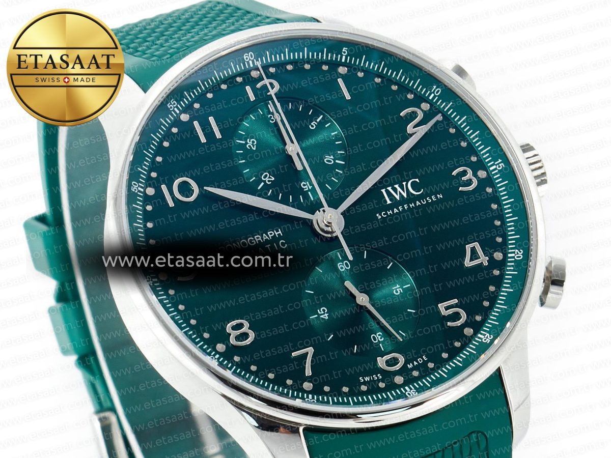 Portuguese Chrono IW3716 Z+F 1:1 Best Edition Green Dial on Green Rubber Strap A69355 - Görsel 5