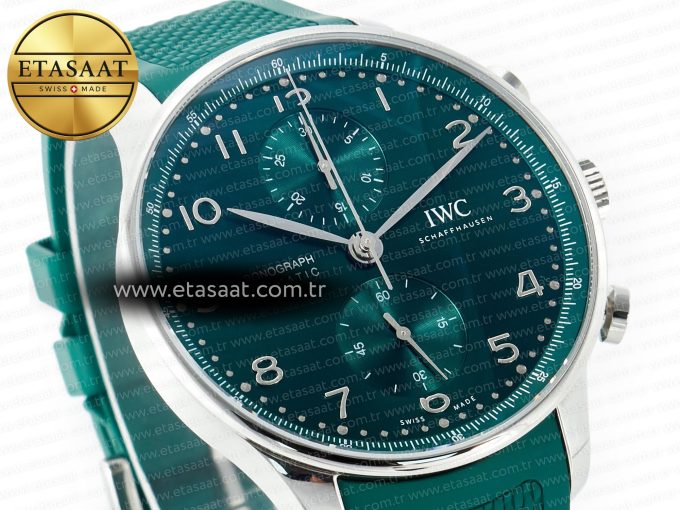 Portuguese Chrono IW3716 Z+F 1:1 Best Edition Green Dial on Green Rubber Strap A69355 - Görsel 5