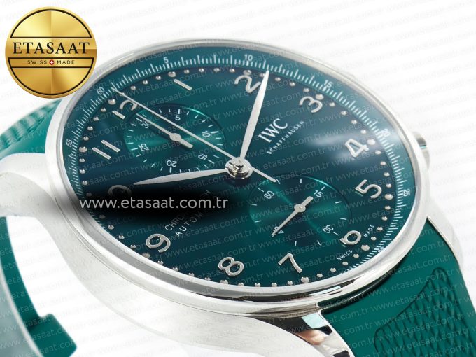Portuguese Chrono IW3716 Z+F 1:1 Best Edition Green Dial on Green Rubber Strap A69355 - Görsel 6