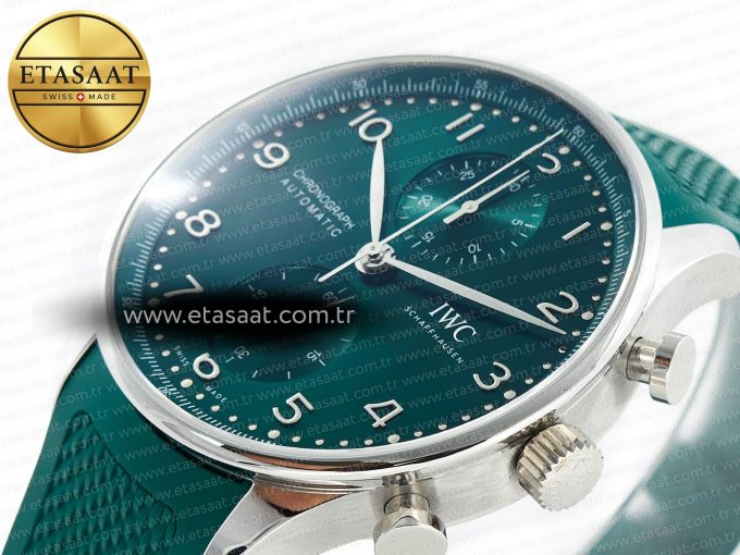 Portuguese Chrono IW3716 Z+F 1:1 Best Edition Green Dial on Green Rubber Strap A69355 - Görsel 7