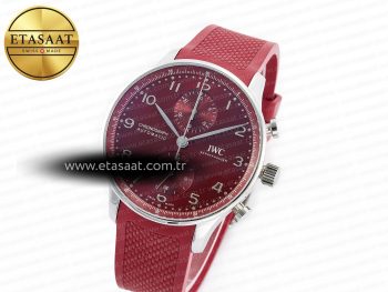 Portuguese Chrono IW3716 Z+F 1:1 Best Edition Red Dial on Red Rubber Strap A69355