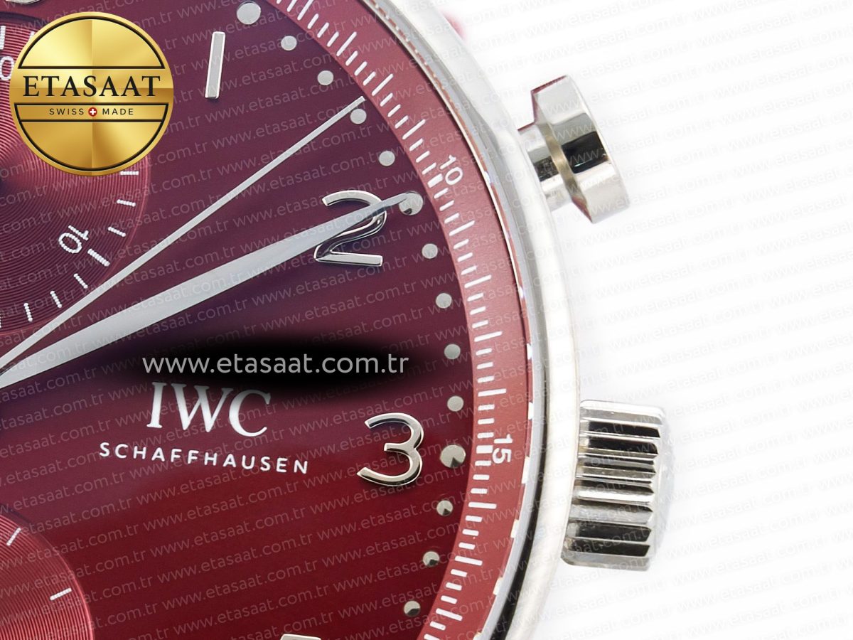 Portuguese Chrono IW3716 Z+F 1:1 Best Edition Red Dial on Red Rubber Strap A69355 - Görsel 11