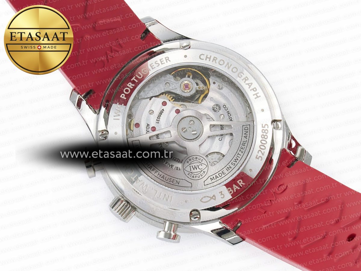 Portuguese Chrono IW3716 Z+F 1:1 Best Edition Red Dial on Red Rubber Strap A69355 - Görsel 17