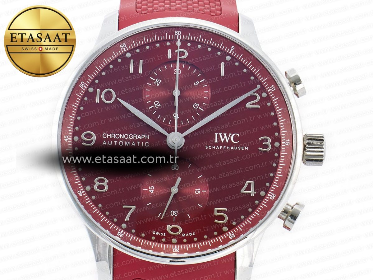Portuguese Chrono IW3716 Z+F 1:1 Best Edition Red Dial on Red Rubber Strap A69355 - Görsel 4