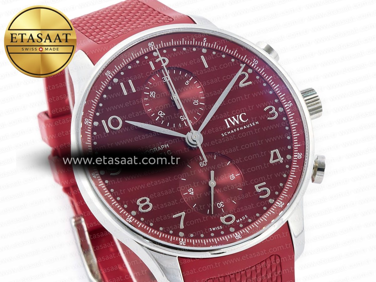 Portuguese Chrono IW3716 Z+F 1:1 Best Edition Red Dial on Red Rubber Strap A69355 - Görsel 5