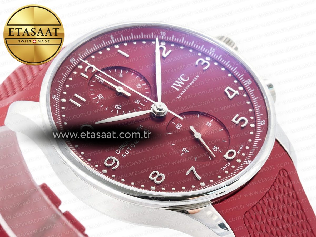 Portuguese Chrono IW3716 Z+F 1:1 Best Edition Red Dial on Red Rubber Strap A69355 - Görsel 6