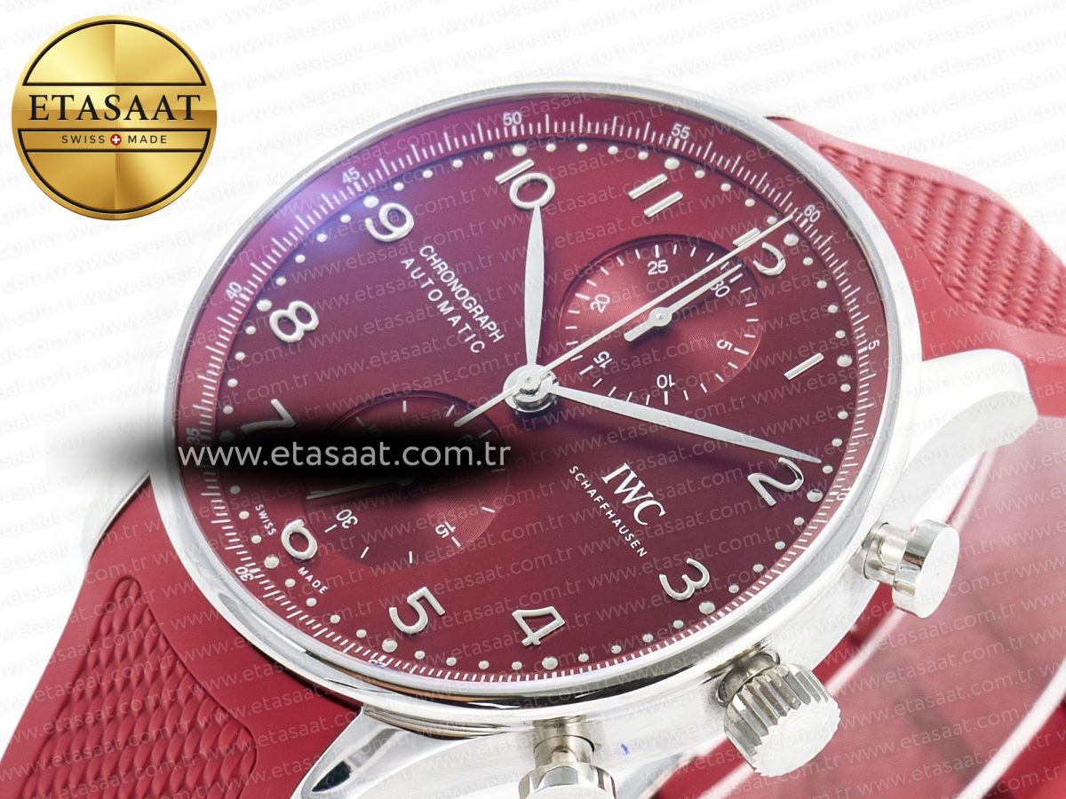 Portuguese Chrono IW3716 Z+F 1:1 Best Edition Red Dial on Red Rubber Strap A69355 - Görsel 7