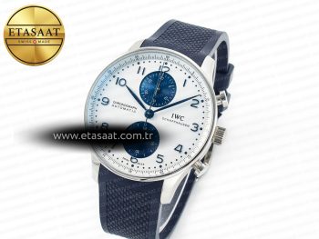 Portuguese Chrono IW3716 Z+F 1:1 Best Edition White/Blue Dial on Blue Rubber Strap A69355