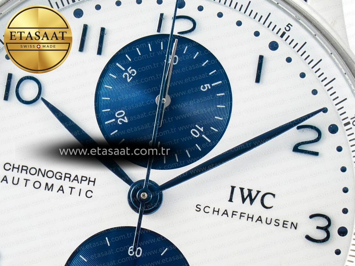 Portuguese Chrono IW3716 Z+F 1:1 Best Edition White/Blue Dial on Blue Rubber Strap A69355 - Görsel 10