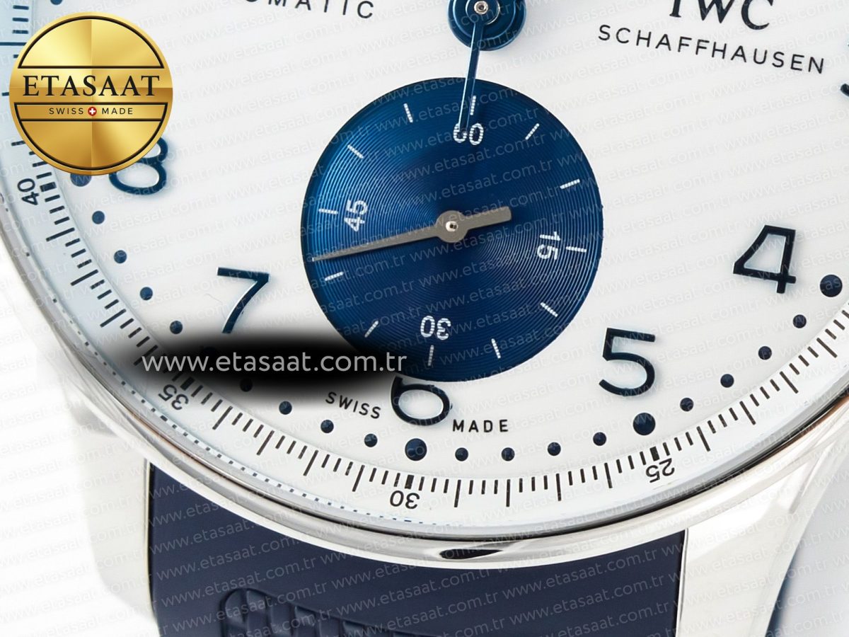 Portuguese Chrono IW3716 Z+F 1:1 Best Edition White/Blue Dial on Blue Rubber Strap A69355 - Görsel 11