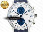 Portuguese Chrono IW3716 Z+F 1:1 Best Edition White/Blue Dial on Blue Rubber Strap A69355 - Görsel 4
