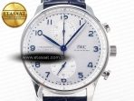 Portuguese Chrono IW371605 ZF 1:1 Best Edition White Dial on Blue Leather Strap A69355 - Görsel 4