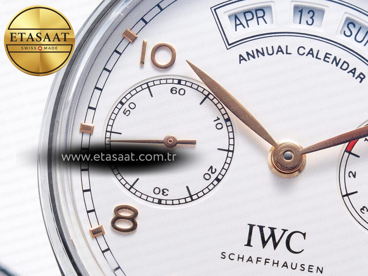 Portuguese Real PR Real Annual Calendar IW5035 ZF 1:1 Best Edition White Dial RG Markers on Brown Leather Strap A52850 - Görsel 10