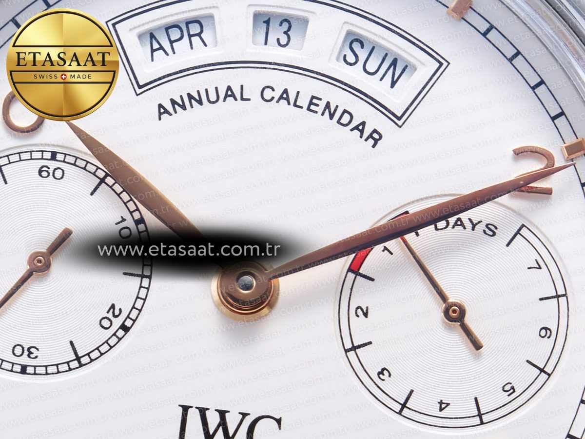Portuguese Real PR Real Annual Calendar IW5035 ZF 1:1 Best Edition White Dial RG Markers on Brown Leather Strap A52850 - Görsel 11