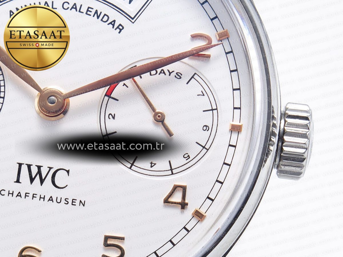 Portuguese Real PR Real Annual Calendar IW5035 ZF 1:1 Best Edition White Dial RG Markers on Brown Leather Strap A52850 - Görsel 12