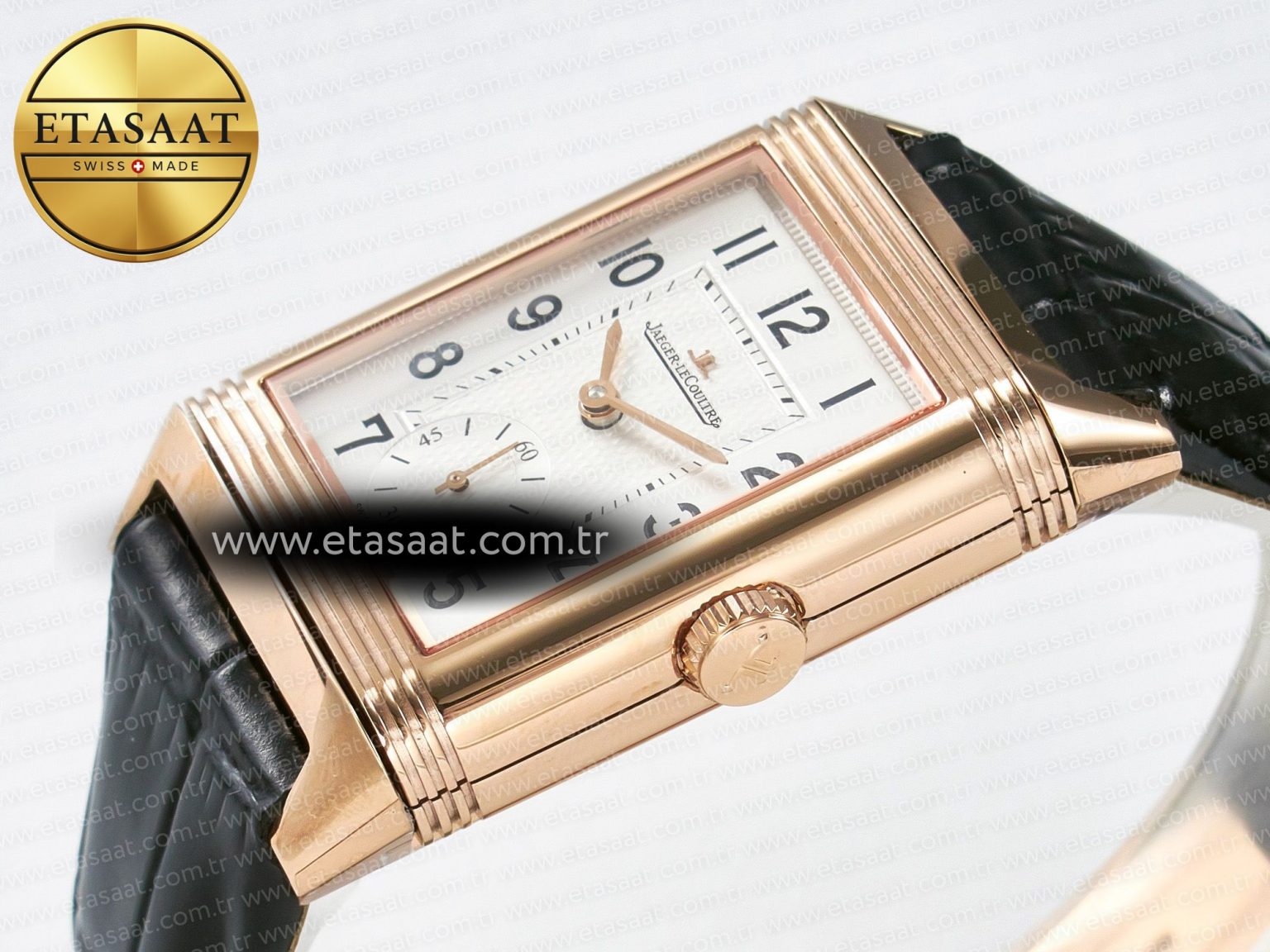 Reverso Classic Duoface Small Seconds RG MGF Best Edition White Guilloché Dial on Black Leather Strap A854A - Görsel 10