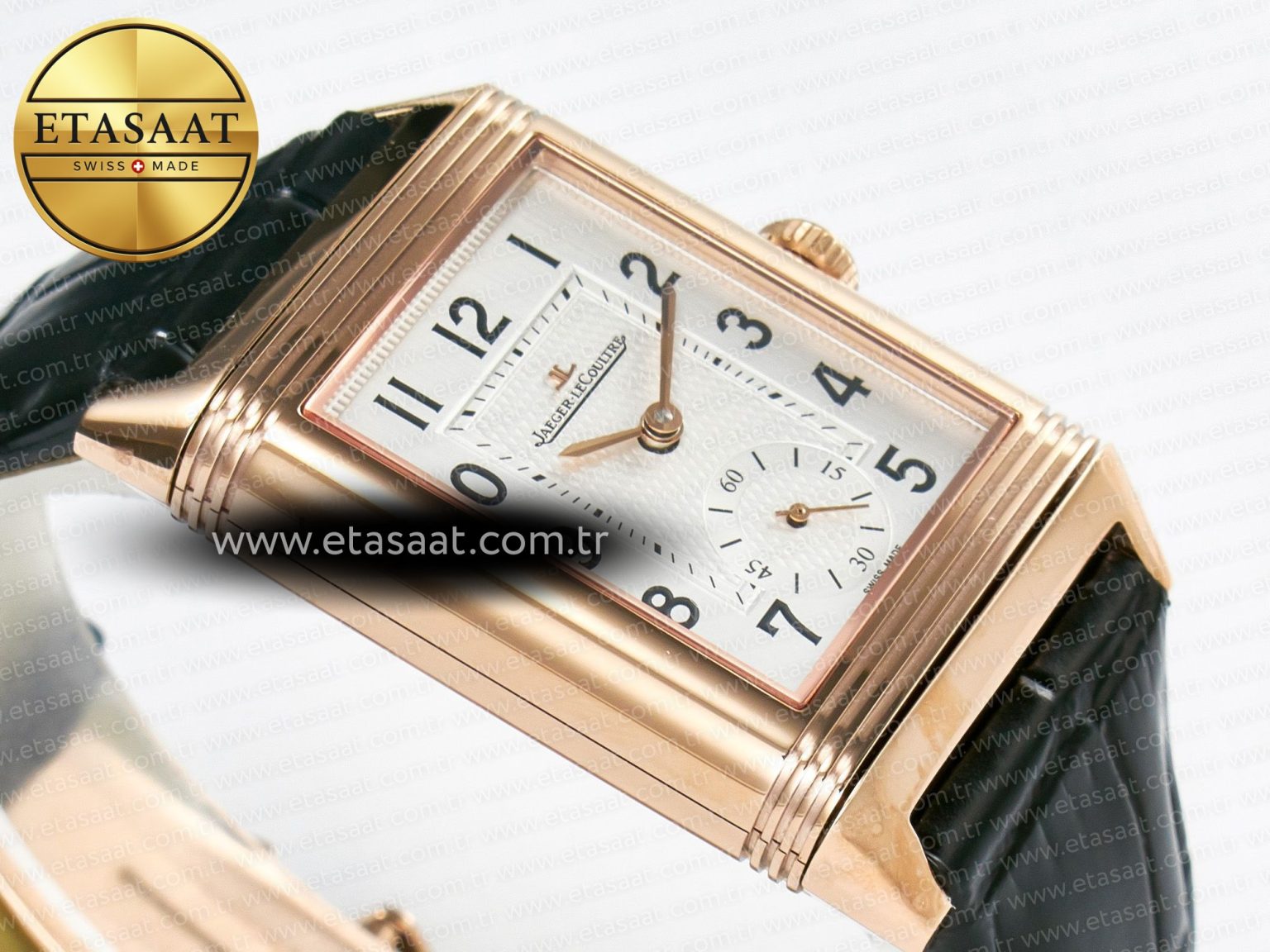 Reverso Classic Duoface Small Seconds RG MGF Best Edition White Guilloché Dial on Black Leather Strap A854A - Görsel 11