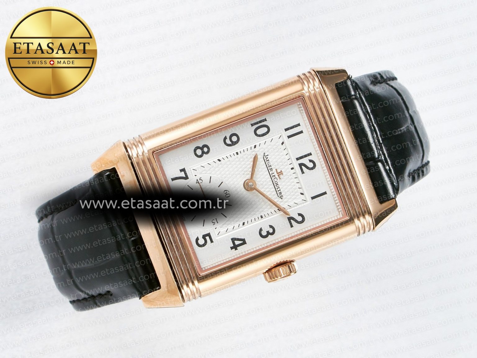 Reverso Classic Duoface Small Seconds RG MGF Best Edition White Guilloché Dial on Black Leather Strap A854A - Görsel 12