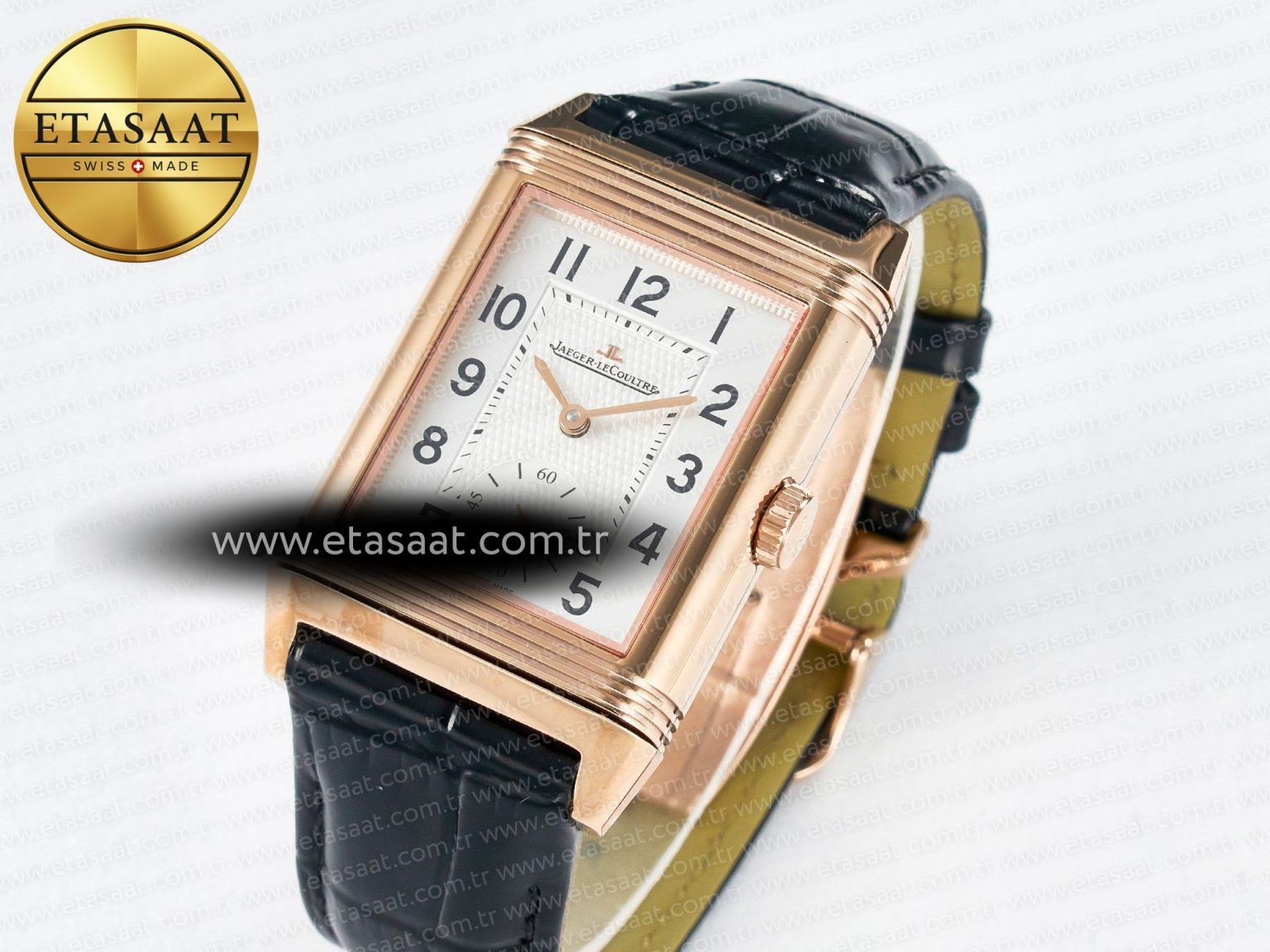 Reverso Classic Duoface Small Seconds RG MGF Best Edition White Guilloché Dial on Black Leather Strap A854A - Görsel 2