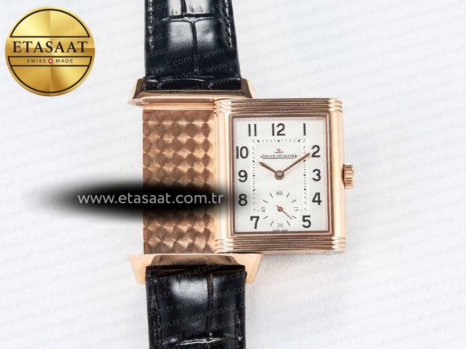 Reverso Classic Duoface Small Seconds RG MGF Best Edition White Guilloché Dial on Black Leather Strap A854A - Görsel 5
