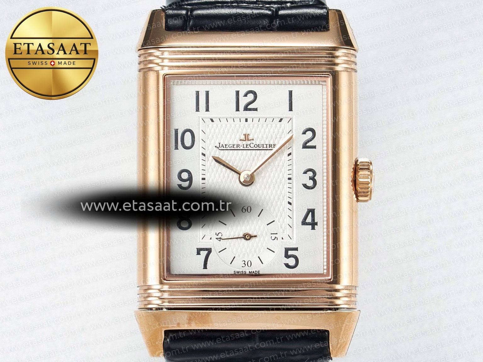 Reverso Classic Duoface Small Seconds RG MGF Best Edition White Guilloché Dial on Black Leather Strap A854A - Görsel 8