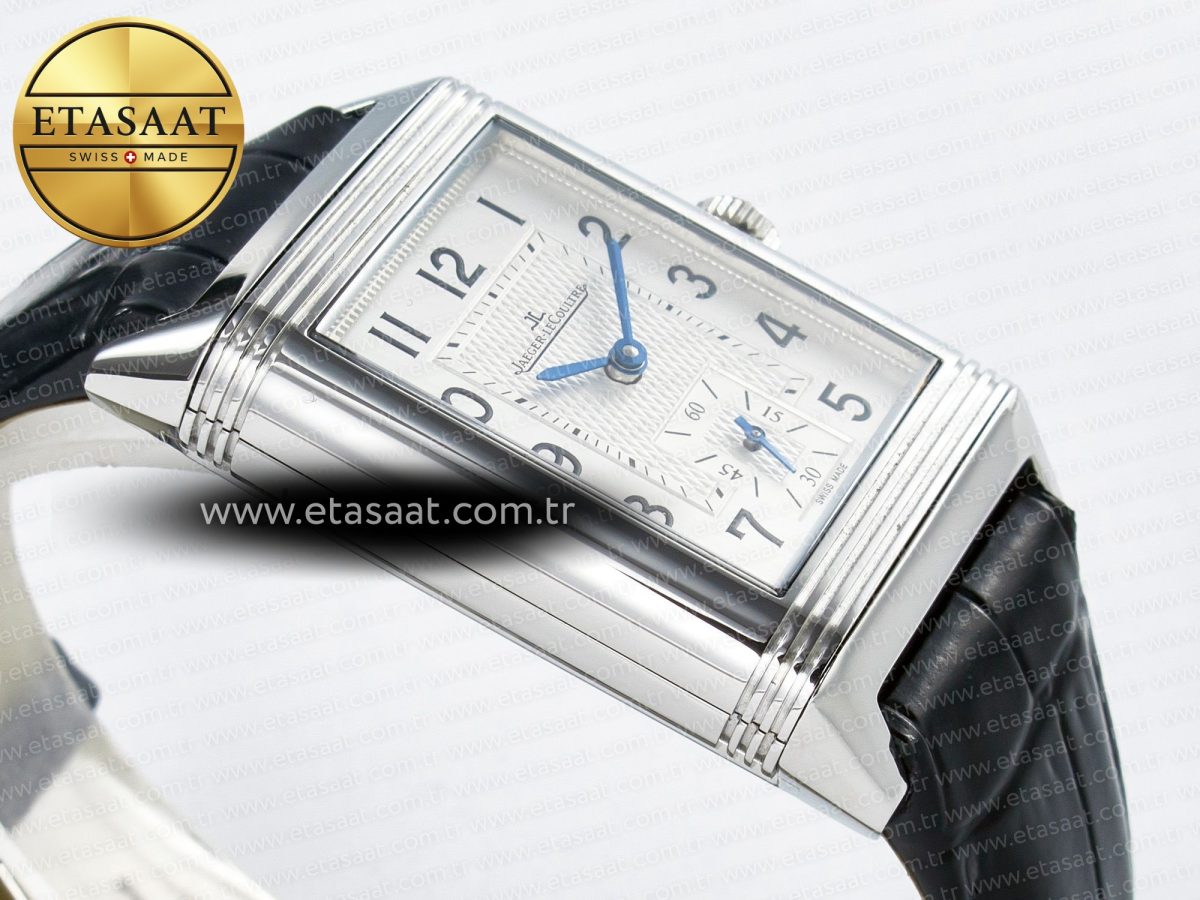 Reverso Classic Duoface Small Seconds SS MGF Best Edition White Guilloché Dial on Black Leather Strap A854A - Görsel 11