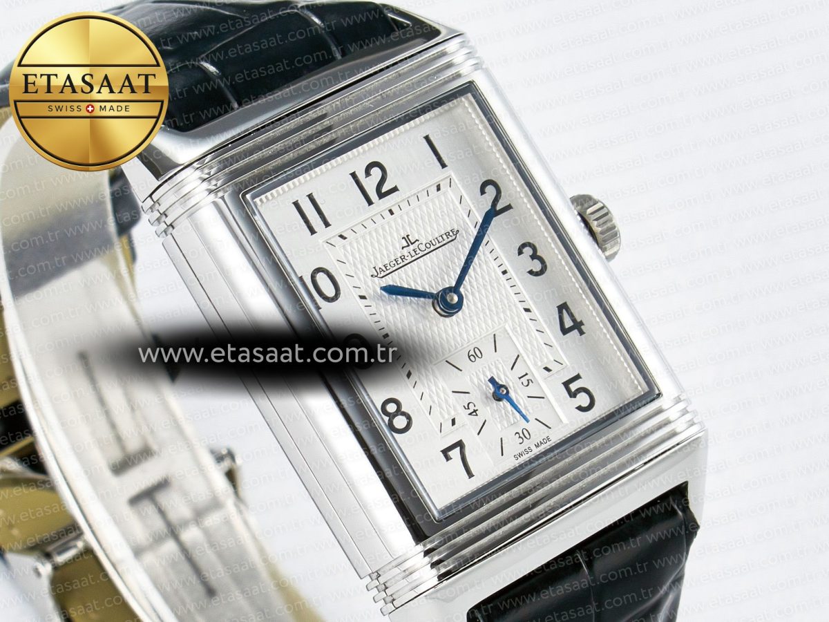 Reverso Classic Duoface Small Seconds SS MGF Best Edition White Guilloché Dial on Black Leather Strap A854A - Görsel 9