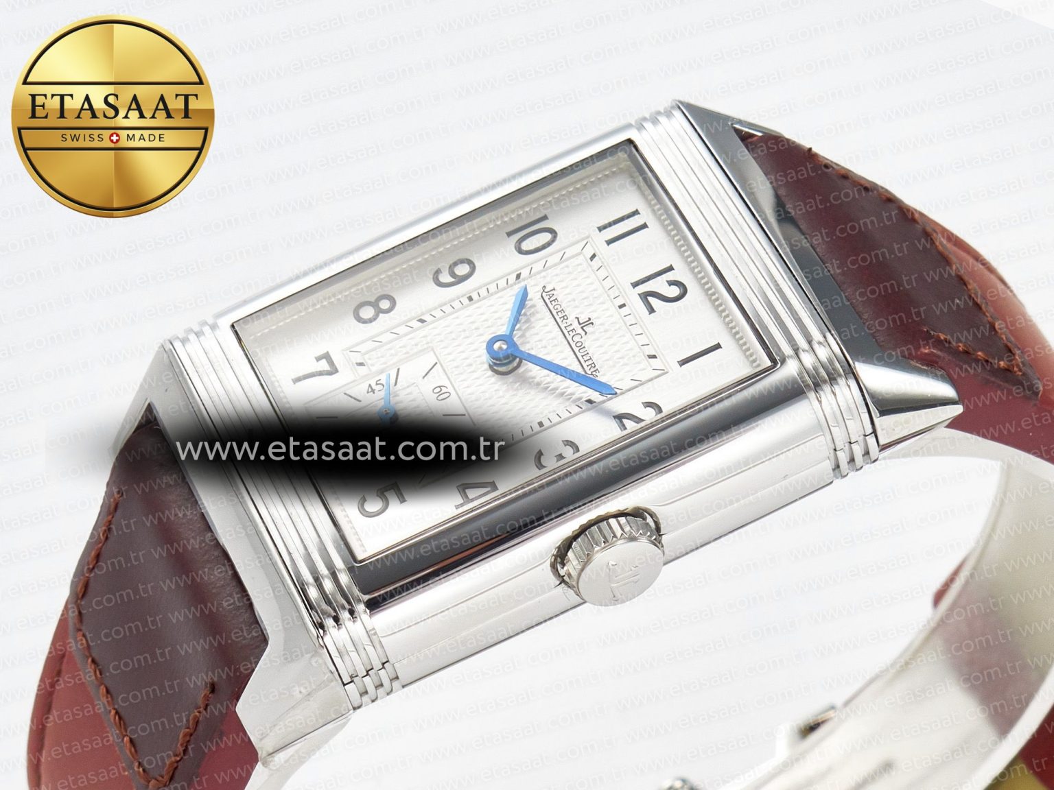 Reverso Classic Duoface Small Seconds SS MGF Best Edition White Guilloché Dial on Red Leather Strap A854A - Görsel 10
