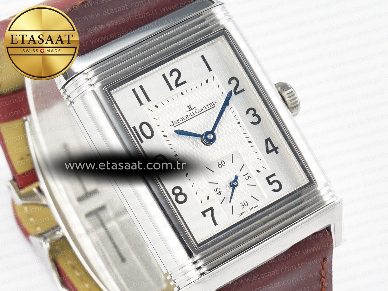 Reverso Classic Duoface Small Seconds SS MGF Best Edition White Guilloché Dial on Red Leather Strap A854A - Görsel 9