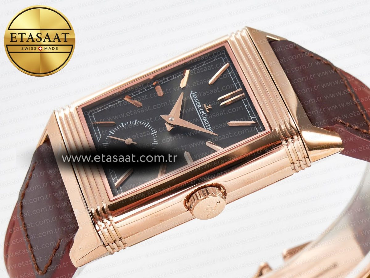 Reverso Tribute Duoface Small Seconds RG MGF Best Edition Black Dial on Red Leather Strap A854A - Görsel 10