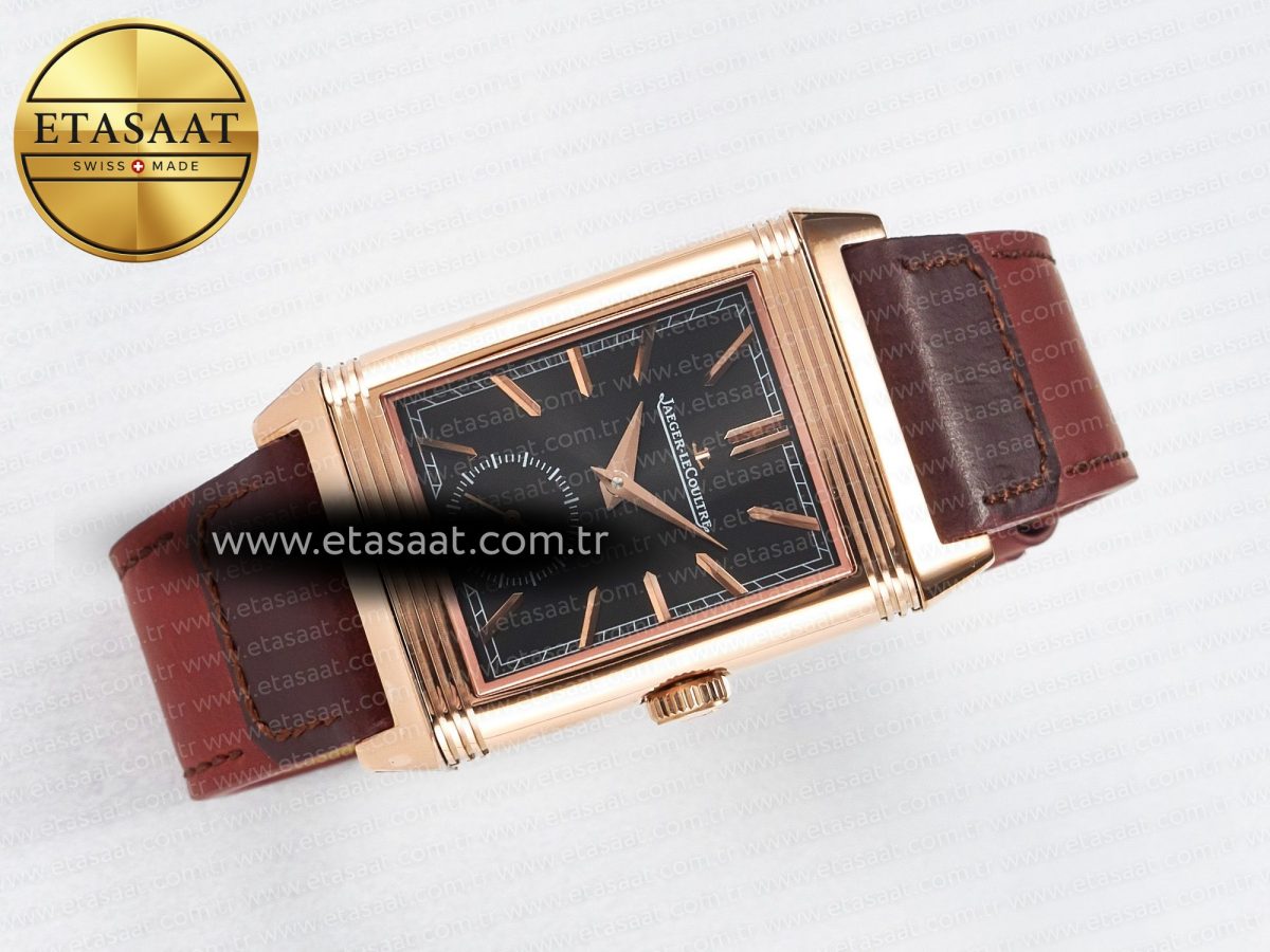 Reverso Tribute Duoface Small Seconds RG MGF Best Edition Black Dial on Red Leather Strap A854A - Görsel 12
