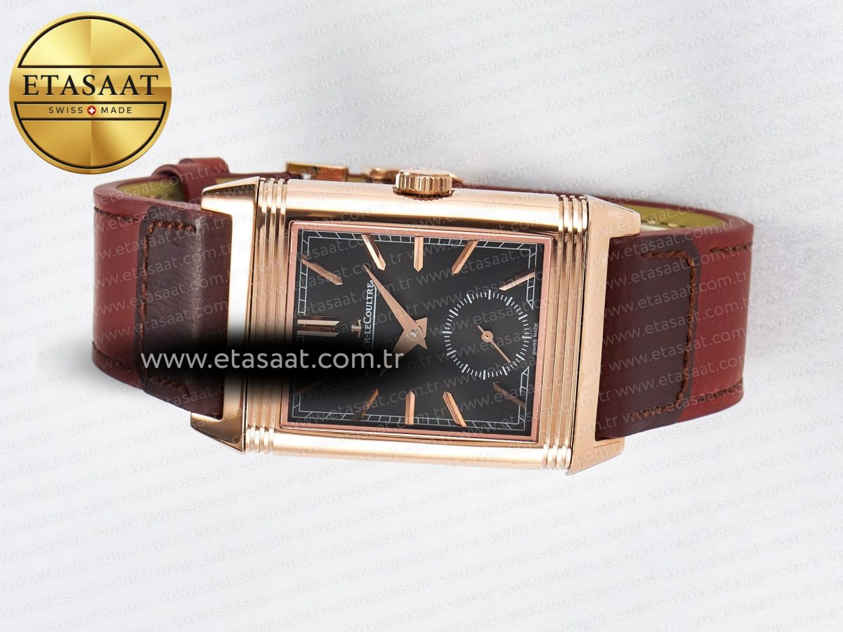 Reverso Tribute Duoface Small Seconds RG MGF Best Edition Black Dial on Red Leather Strap A854A - Görsel 13