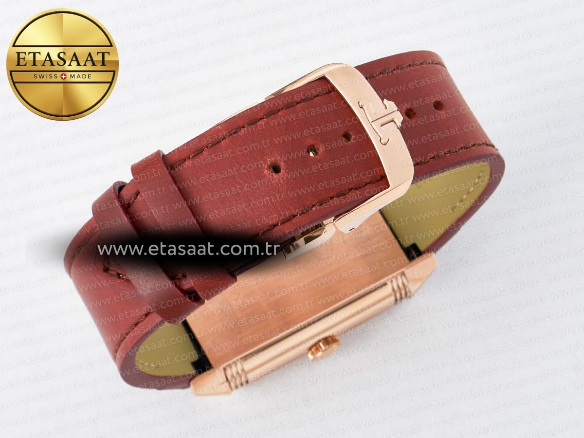 Reverso Tribute Duoface Small Seconds RG MGF Best Edition Black Dial on Red Leather Strap A854A - Görsel 19