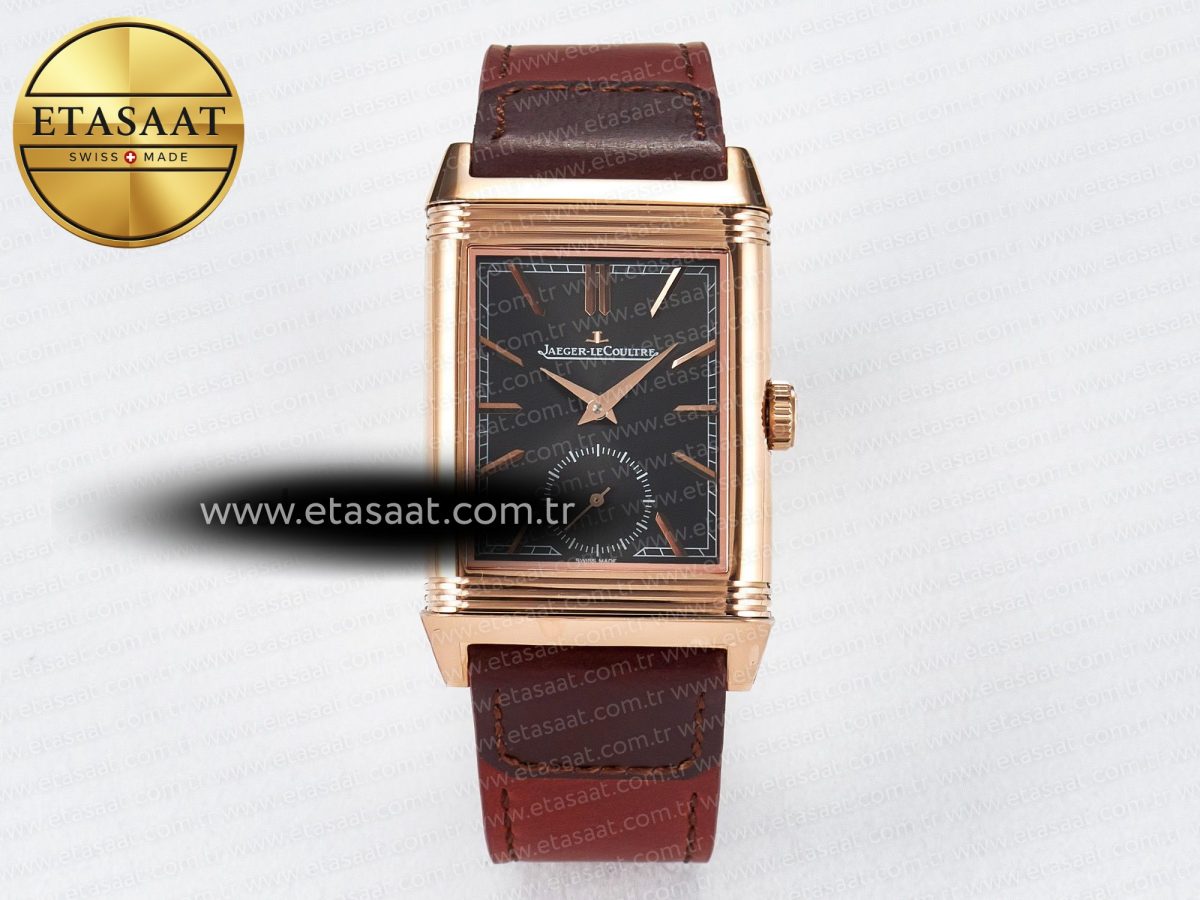 Reverso Tribute Duoface Small Seconds RG MGF Best Edition Black Dial on Red Leather Strap A854A - Görsel 3