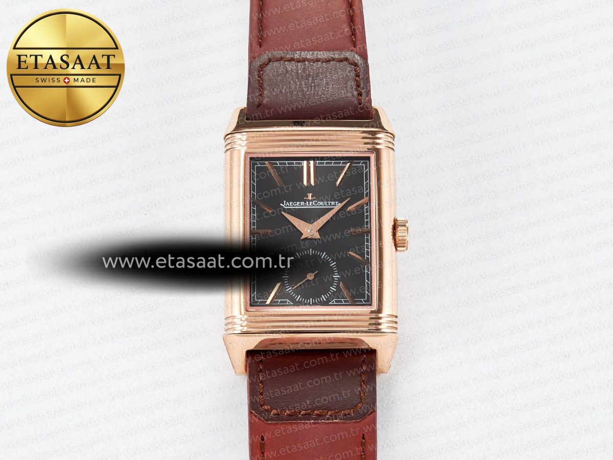 Reverso Tribute Duoface Small Seconds RG MGF Best Edition Black Dial on Red Leather Strap A854A - Görsel 4
