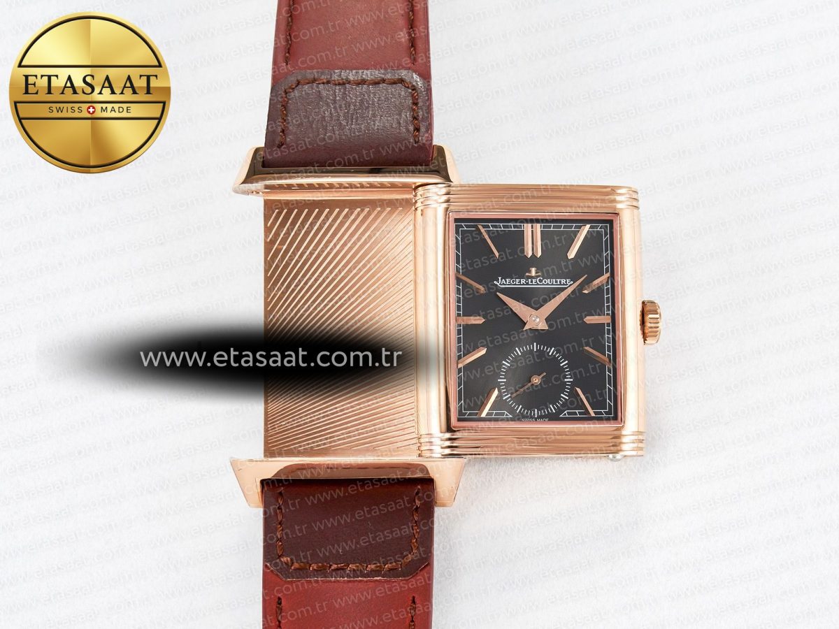 Reverso Tribute Duoface Small Seconds RG MGF Best Edition Black Dial on Red Leather Strap A854A - Görsel 5