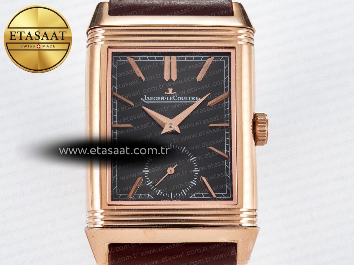Reverso Tribute Duoface Small Seconds RG MGF Best Edition Black Dial on Red Leather Strap A854A - Görsel 8