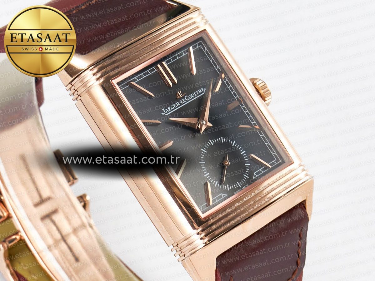 Reverso Tribute Duoface Small Seconds RG MGF Best Edition Black Dial on Red Leather Strap A854A - Görsel 9