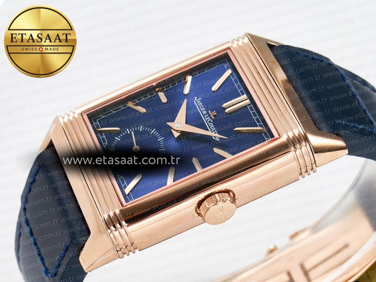 Reverso Tribute Duoface Small Seconds RG MGF Best Edition Blue Dial on Blue Leather Strap A854A - Görsel 10