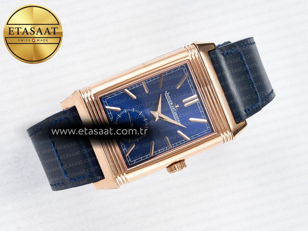 Reverso Tribute Duoface Small Seconds RG MGF Best Edition Blue Dial on Blue Leather Strap A854A - Görsel 12