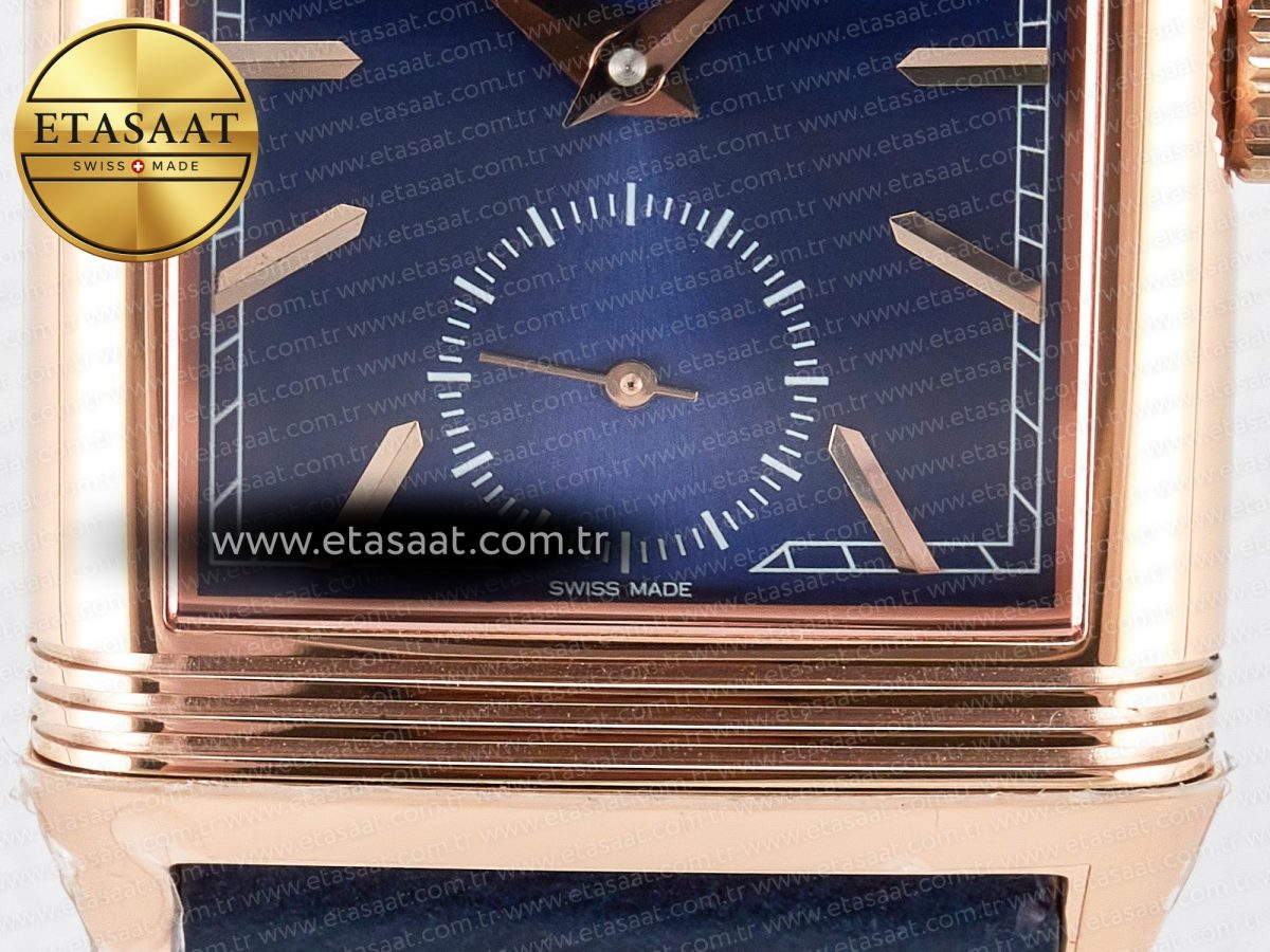 Reverso Tribute Duoface Small Seconds RG MGF Best Edition Blue Dial on Blue Leather Strap A854A - Görsel 16
