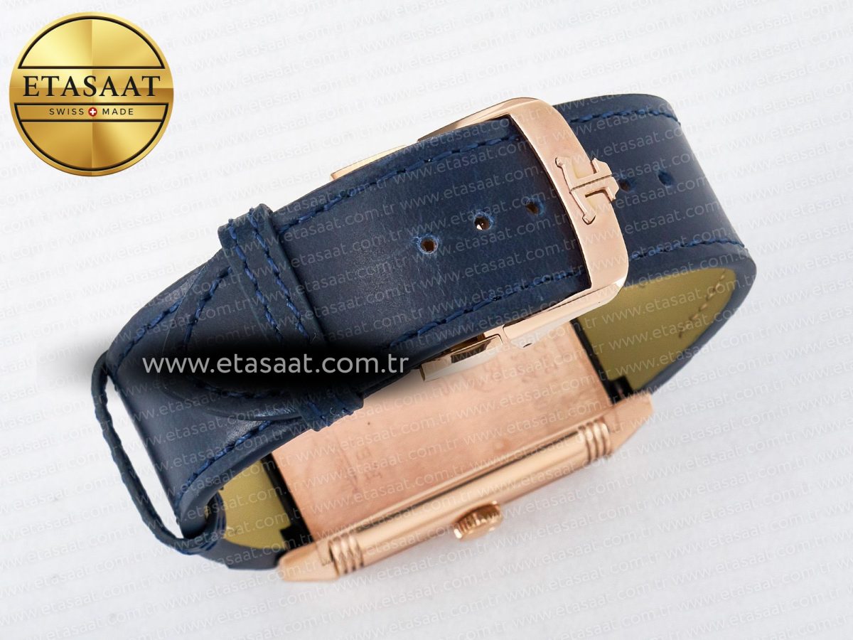 Reverso Tribute Duoface Small Seconds RG MGF Best Edition Blue Dial on Blue Leather Strap A854A - Görsel 19