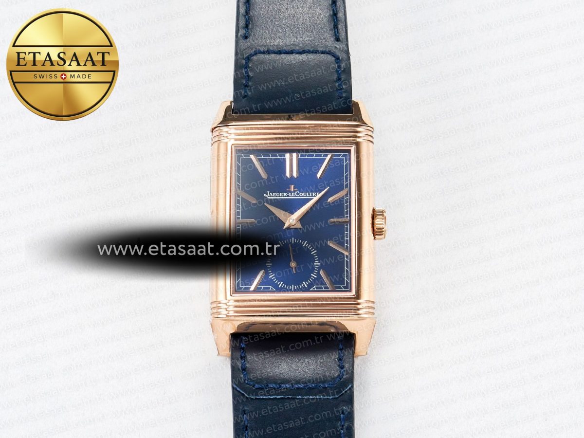 Reverso Tribute Duoface Small Seconds RG MGF Best Edition Blue Dial on Blue Leather Strap A854A - Görsel 4