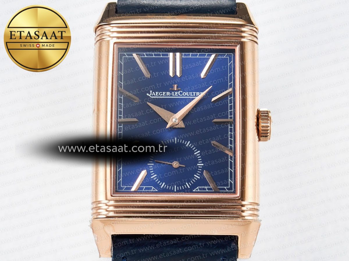 Reverso Tribute Duoface Small Seconds RG MGF Best Edition Blue Dial on Blue Leather Strap A854A - Görsel 8