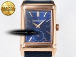 Reverso Tribute Duoface Small Seconds RG MGF Best Edition Blue Dial on Blue Leather Strap A854A - Görsel 8