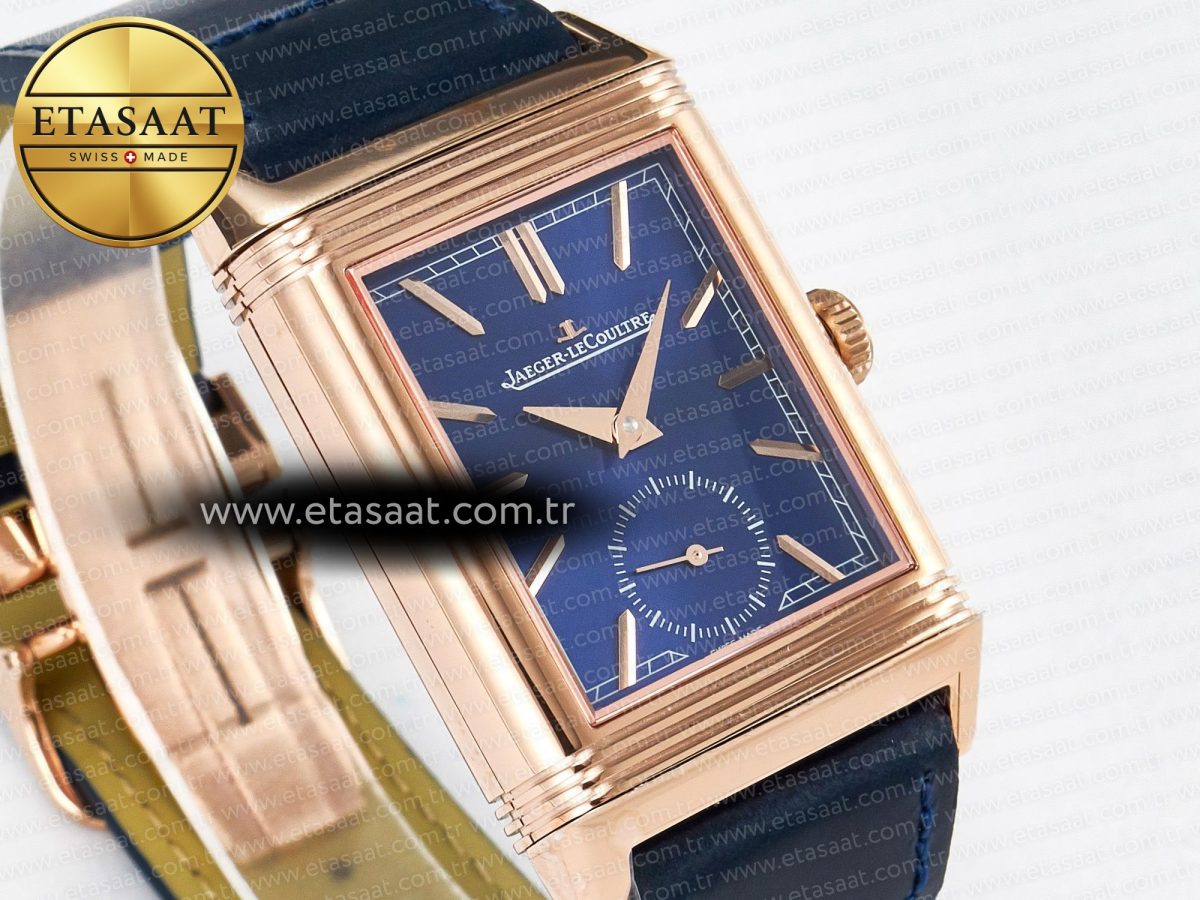 Reverso Tribute Duoface Small Seconds RG MGF Best Edition Blue Dial on Blue Leather Strap A854A - Görsel 9
