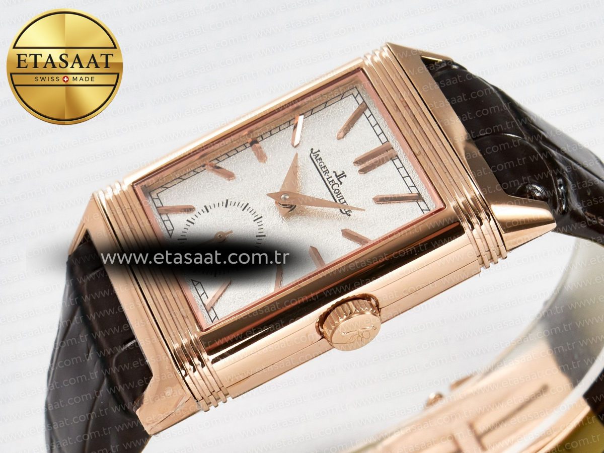 Reverso Tribute Duoface Small Seconds RG MGF Best Edition White Spray Paint Dial on Black Leather Strap A854A - Görsel 10