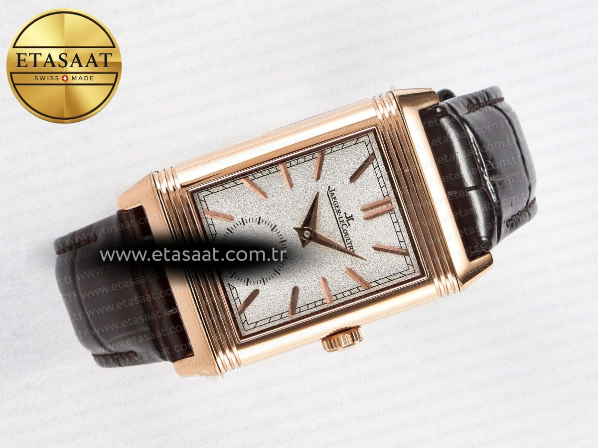 Reverso Tribute Duoface Small Seconds RG MGF Best Edition White Spray Paint Dial on Black Leather Strap A854A - Görsel 12